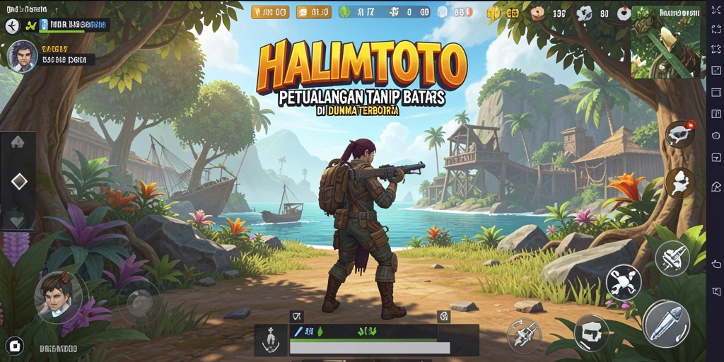 Screenshot gameplay yang menampilkan dunia terbuka HALIMTOTO yang luas.
