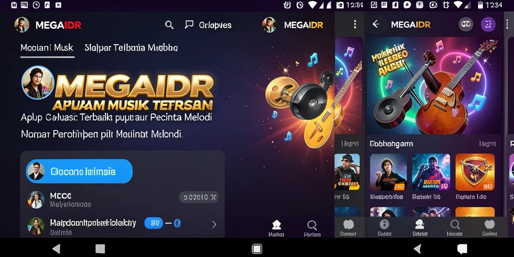 Tampilan screenshot MEGAIDR yang menunjukkan gameplay musik yang menarik.