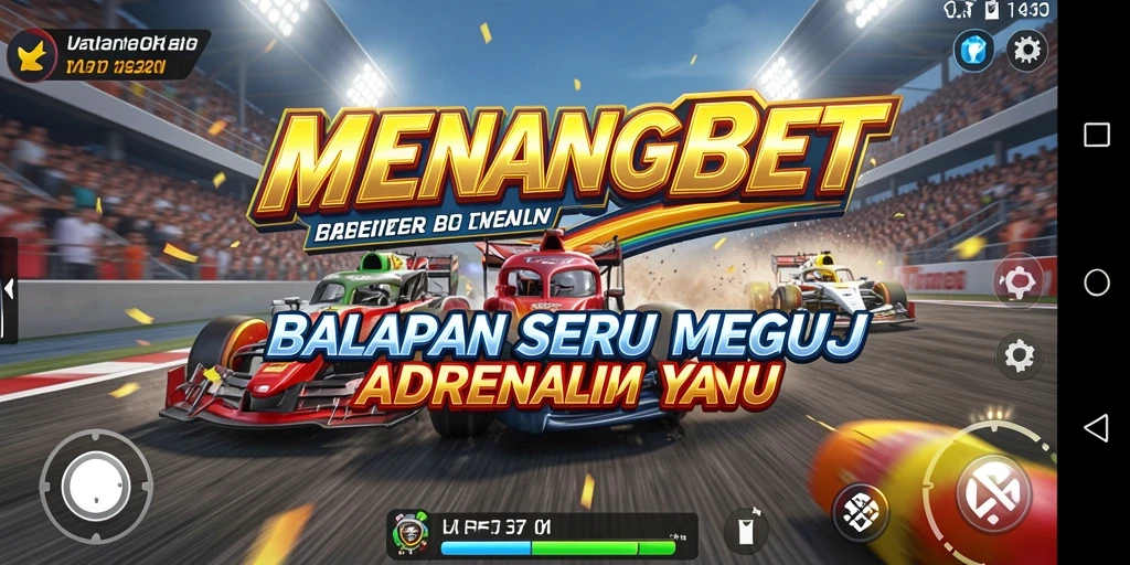 Gameplay MENANGBET menampilkan balapan seru dan mobil yang cepat.