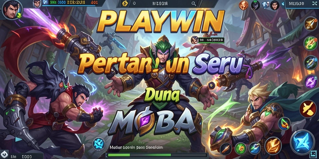Tampilan dinamis permainan PLAYWIN dengan aksi MOBA yang seru.