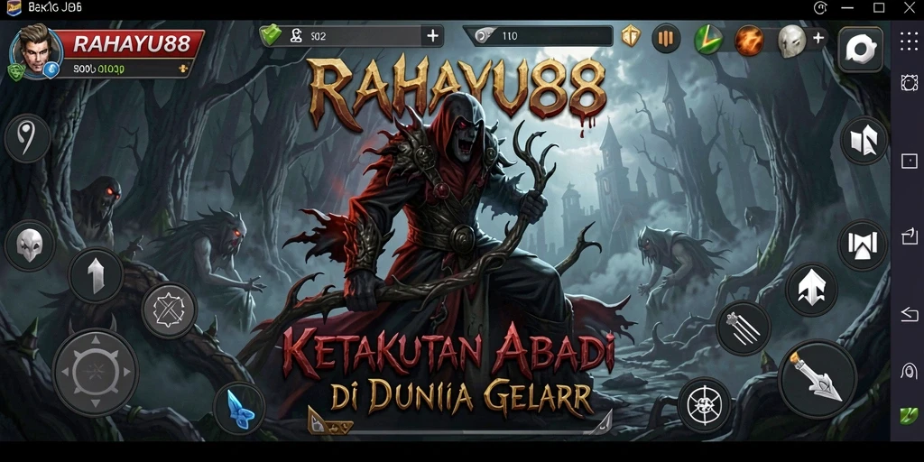 Screenshot gameplay RAHAYU88, menunjukkan suasana menakutkan dan mencekam.