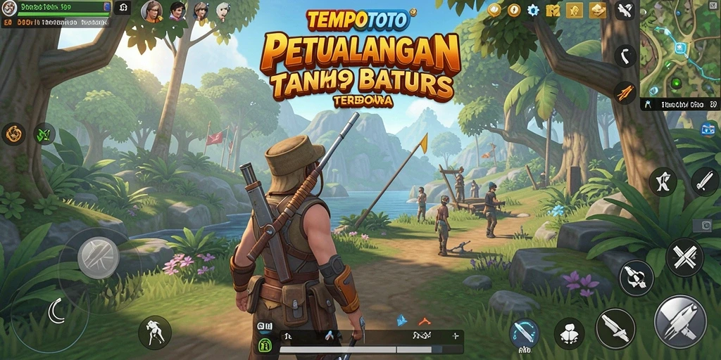 Screenshot gameplay TEMPOTOTO yang menunjukkan eksplorasi dalam dunia terbuka.